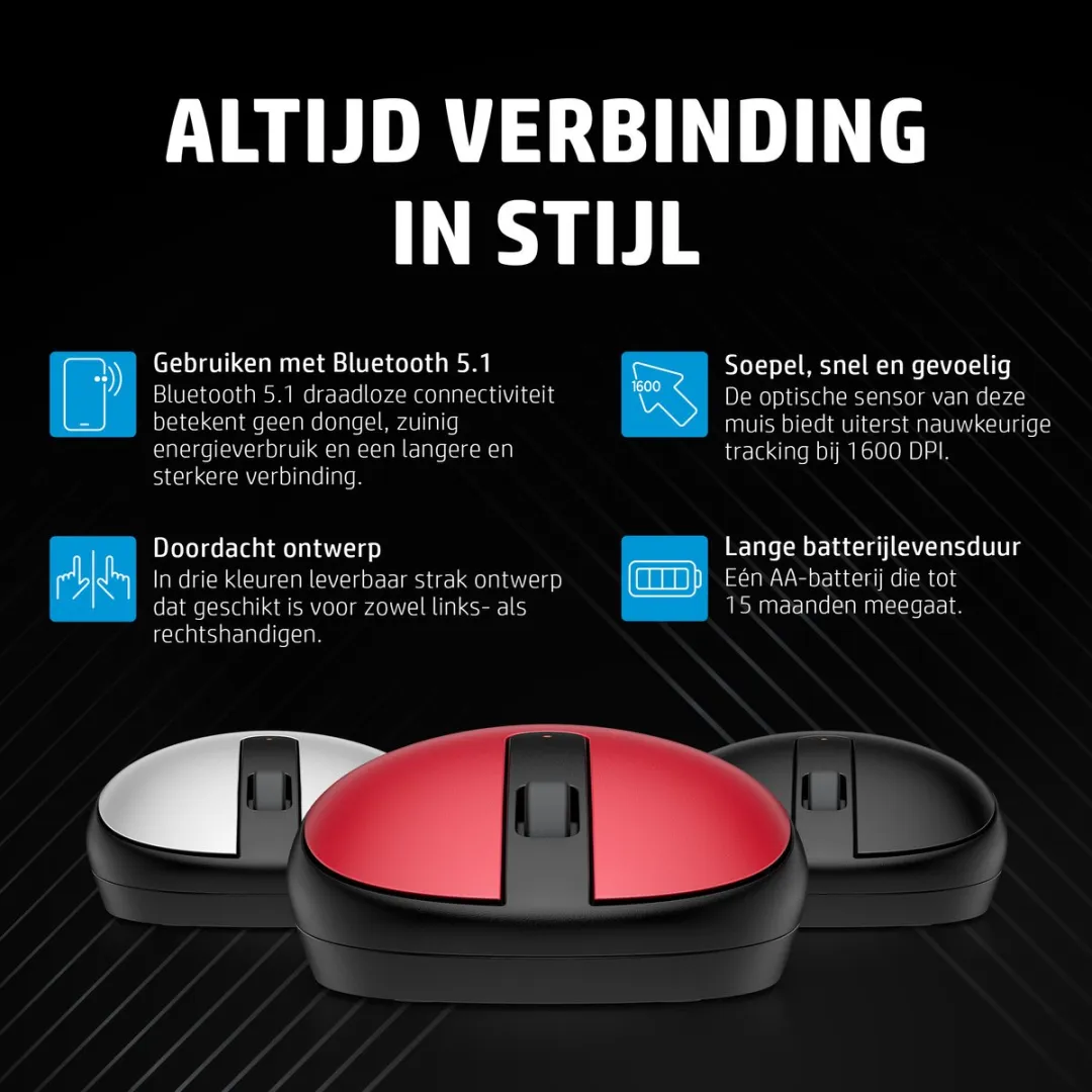 HP 240 Draadloze Muis 526316208 - Bluetooth 5.1 - Zilver