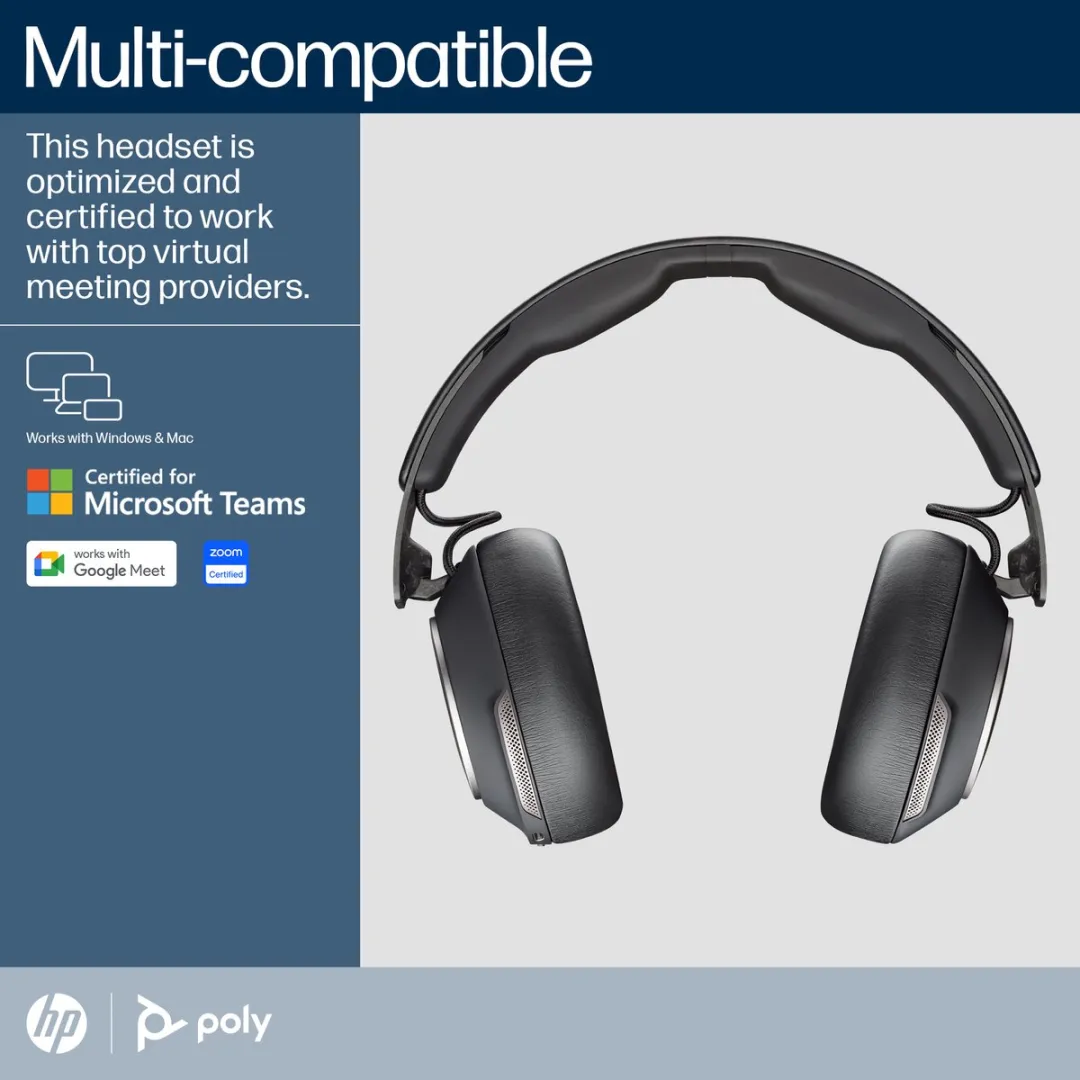 POLY Voyager Surround 80 UC Microsoft Teams Certified USB-C Headset + USB-C/A-adapter