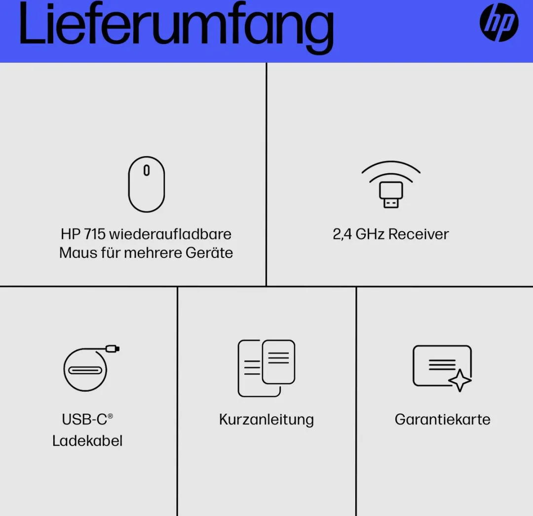 HP 715 Oplaadbare Muis - 7 Knoppen - Zwart