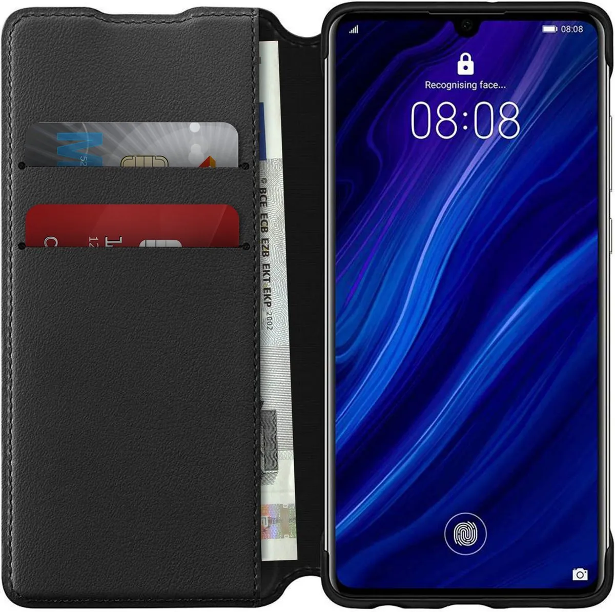 Huawei P30 Wallet Cover - Zwart