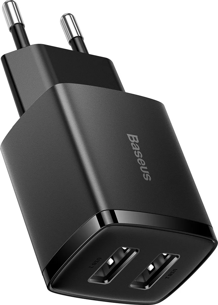 Baseus Adapter 0291 USB 2x 10.5W - Zwart