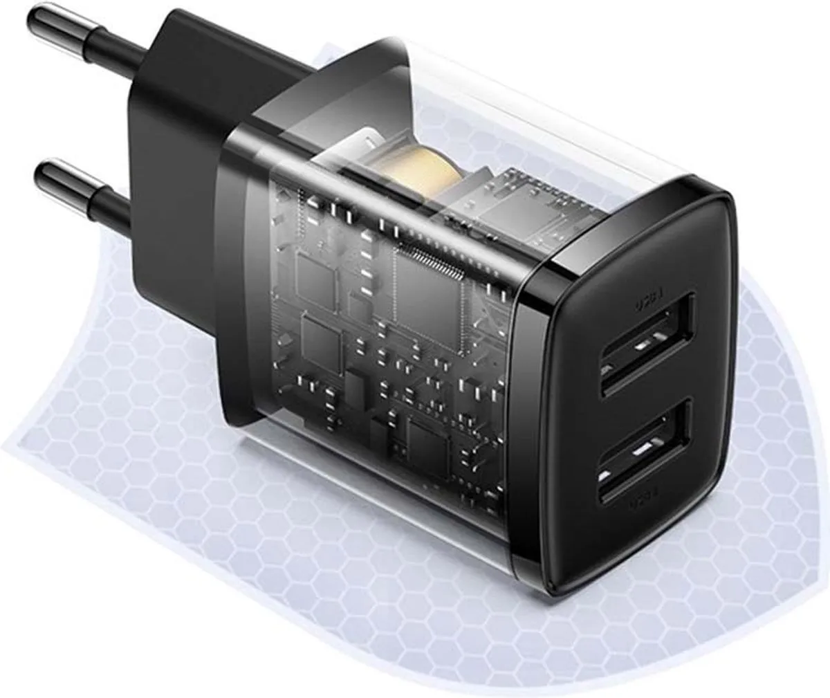 Baseus Adapter 0291 USB 2x 10.5W - Zwart