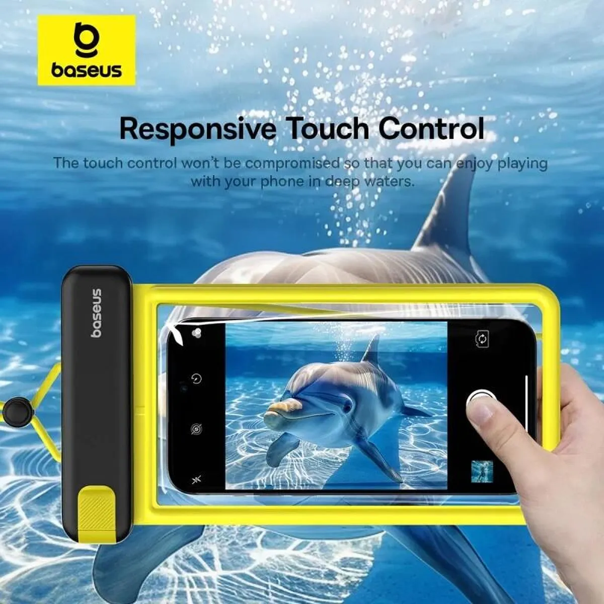 Baseus IPX8 Waterdichte Telefoonhoes - 7.2 Inch - Geel/Wit - afbeelding 6 van 6