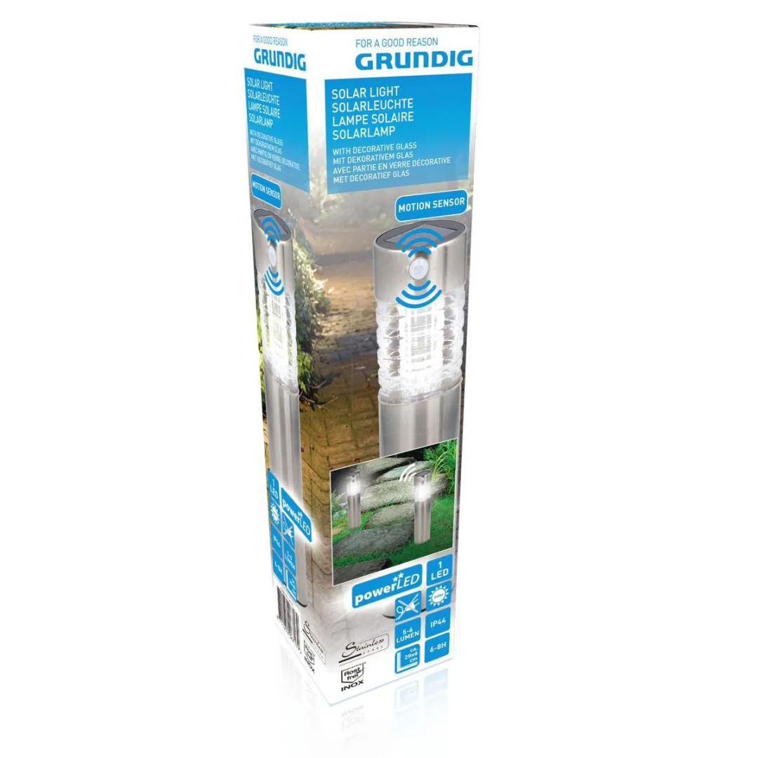 Grundig Solar Tuinlamp met Bewegingssensor LED - Zilver