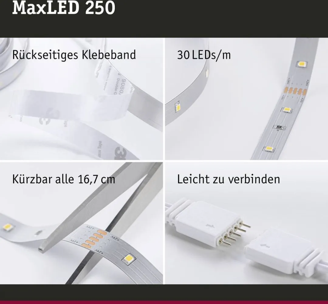 Paulmann MaxLED 250 LED-strip Instelbaar Wit 500cm - Zilver
