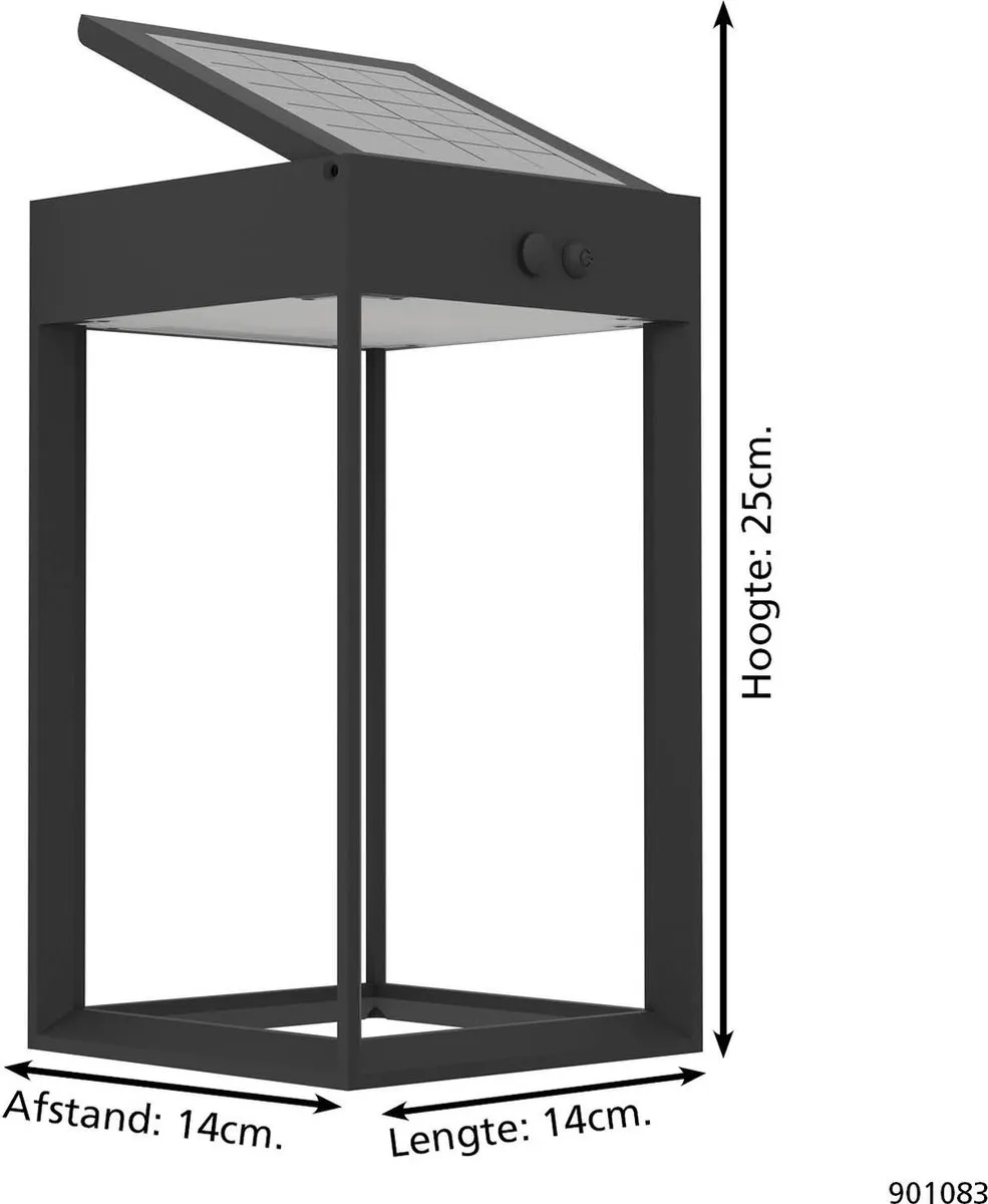 Eglo Suzzara Solar Wandlamp LED 25cm - Zwart - afbeelding 6 van 6