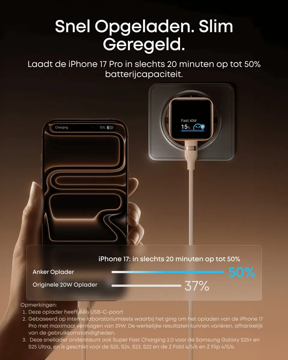 Anker Nano Charger A121DGO1 45W - Orange - afbeelding 6 van 6
