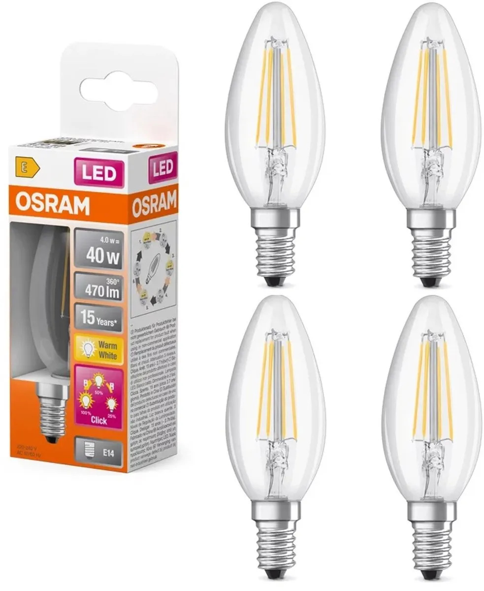 Osram LED Kaarslamp 4W E14 Extra Warm Wit