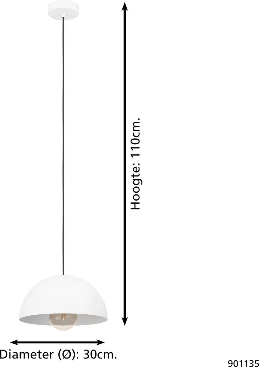 Eglo Gaetano Hanglamp E27 - Ø30cm - Wit