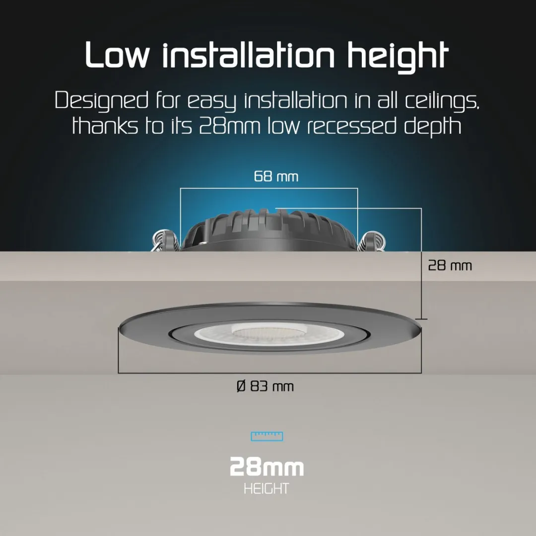Ledvion LED Inbouwspot Zwart - 8cm - IP65 - Dimbaar CCT