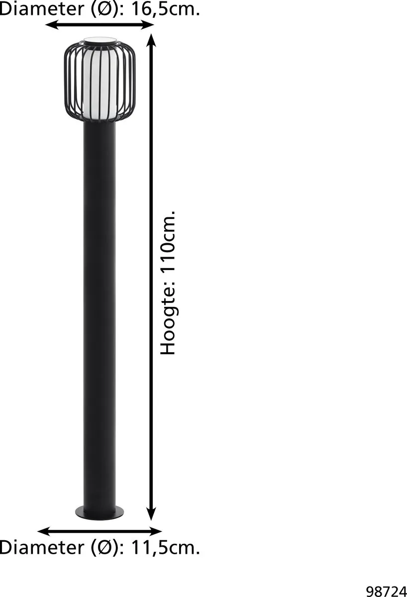 Eglo Ravello Sokkellamp E27 110cm - Zwart/Wit - afbeelding 6 van 6