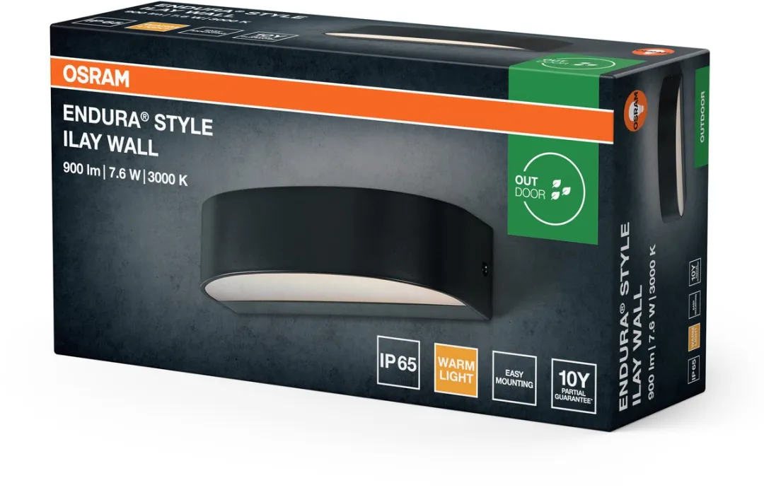 Osram Endura Style Ilay Wandlamp 7,6W - 450lm - Donkergrijs - afbeelding 6 van 6