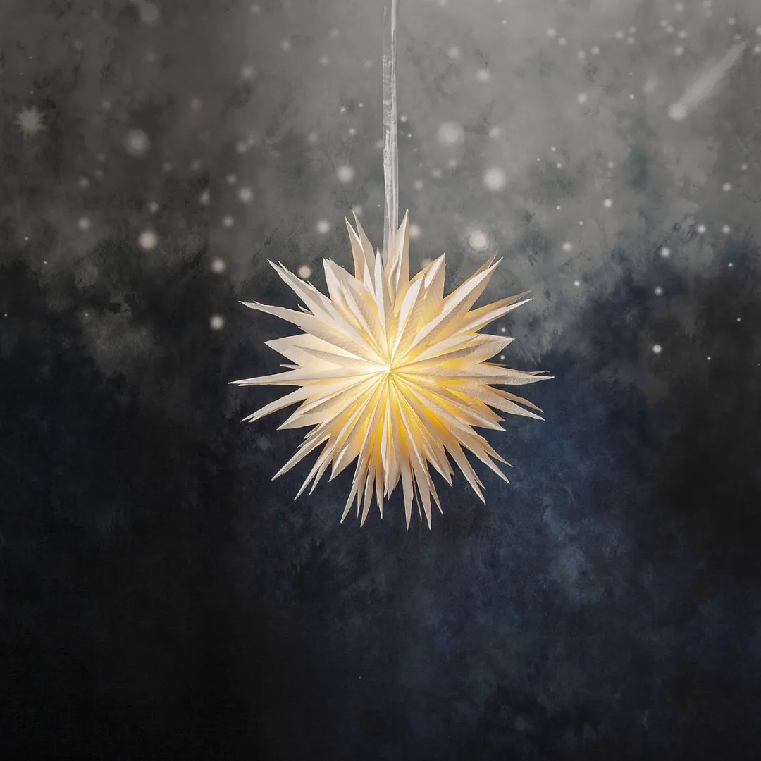 Star Trading Papieren Ster Wolk Kerstdecoratie 60cm - Wit Gerecycled