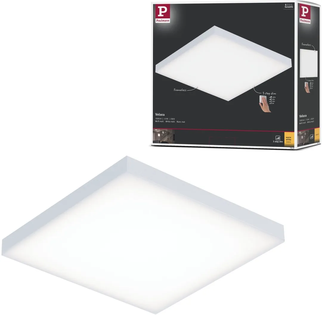 Paulmann LED-paneel Velora Hoekig 225x225mm 12W 1200lm - Wit