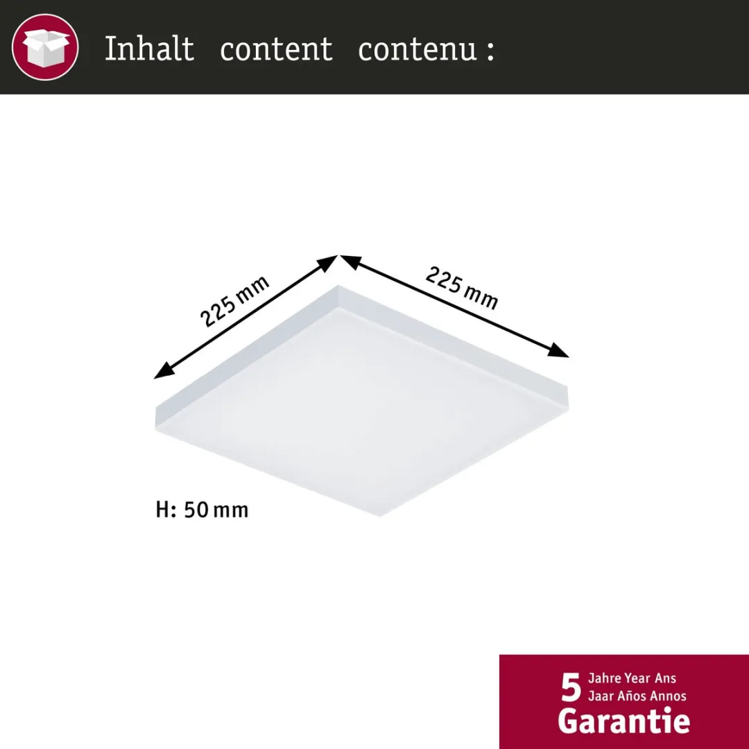 Paulmann LED-paneel Velora Hoekig 225x225mm 12W 1200lm - Wit - afbeelding 6 van 6