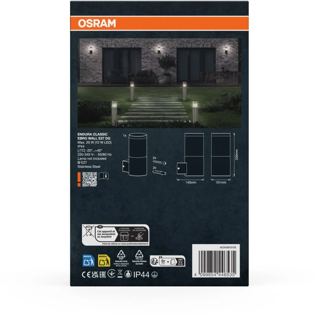 Osram Endura Classic Ebro Wall Wandlamp - Donkergrijs - afbeelding 6 van 6