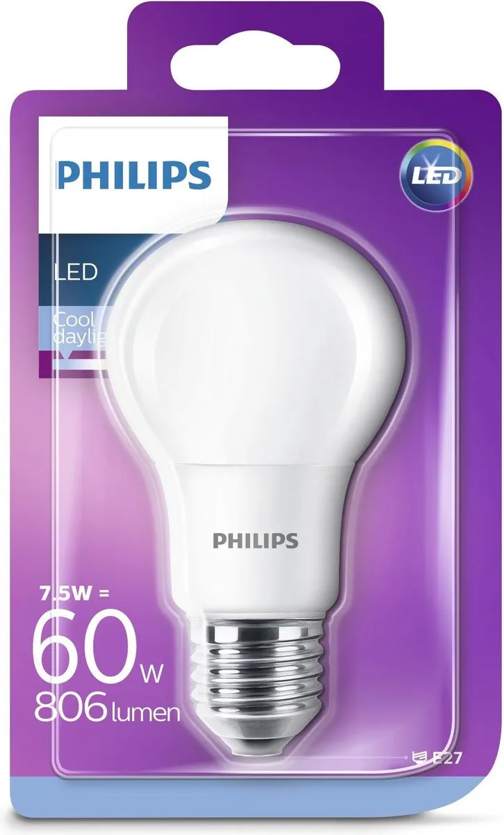 Philips LED E27 7.5W Daglicht - Mat