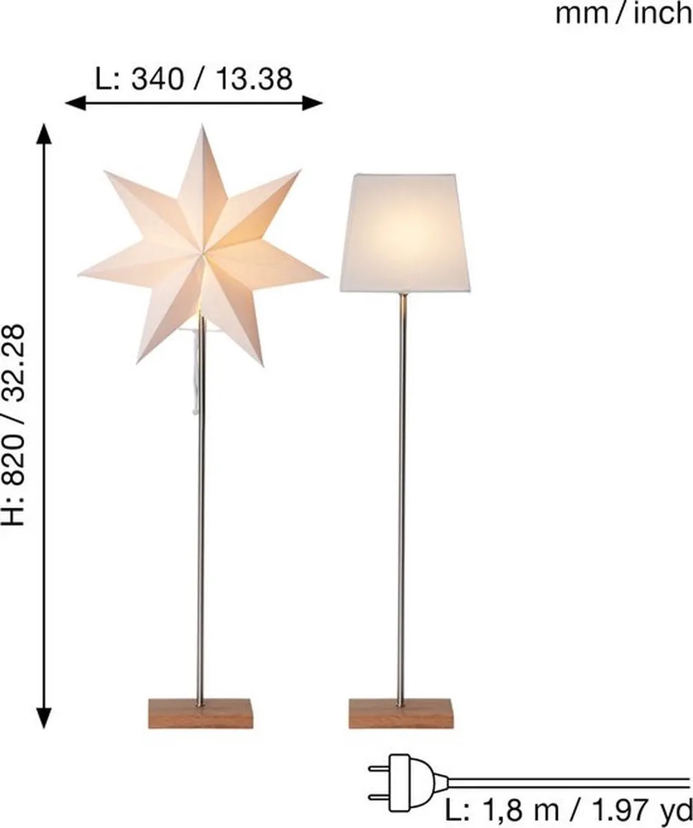 Star Trading Moa Vloerlamp - Zilver - E14 - afbeelding 6 van 6
