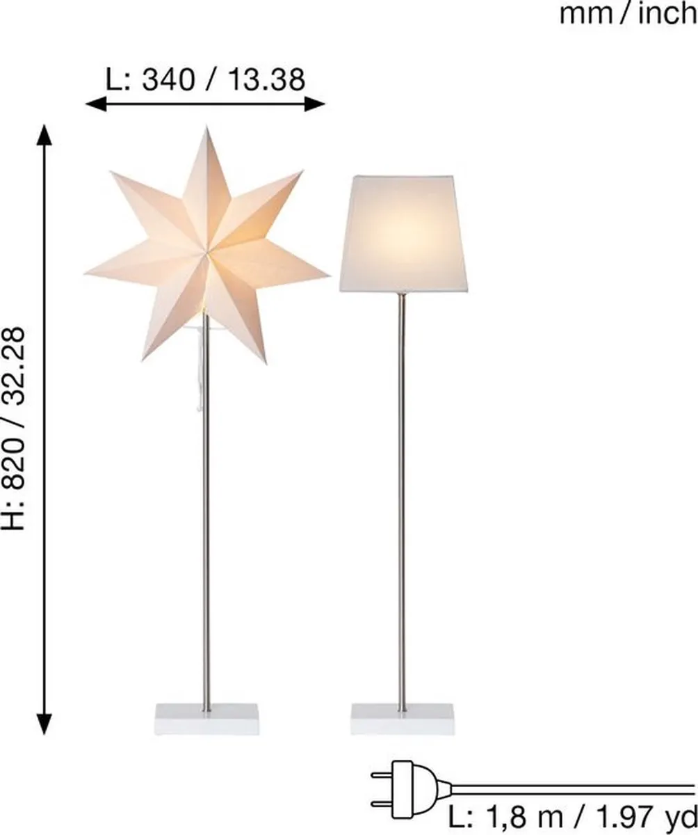 Star Trading Moa Vloerlamp - Zilver - E14