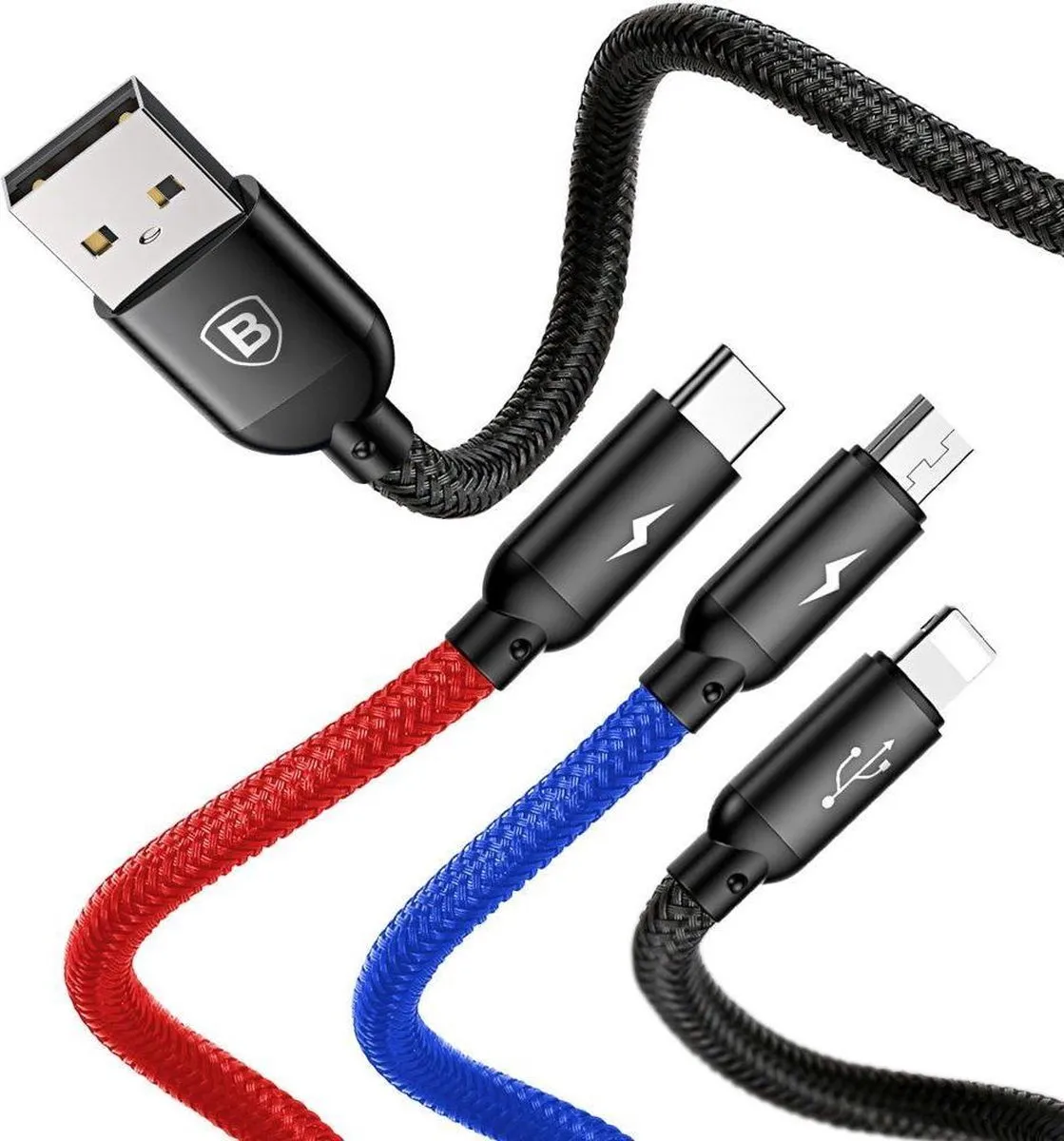 Baseus Color 3in1 USB Kabel CAMLT-BSY01 - 1.2M - Meerkleurig