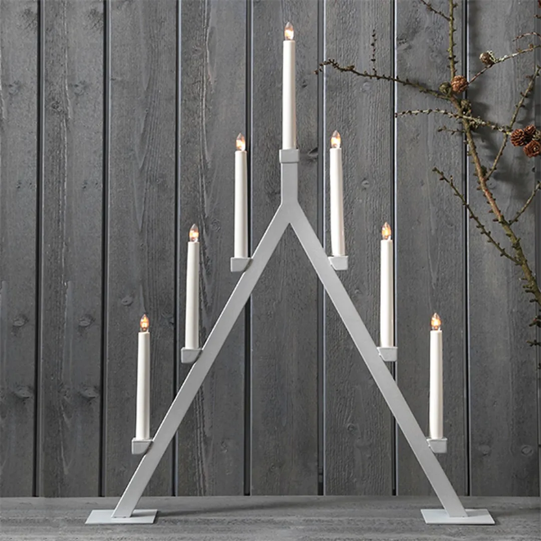 Star Trading Oliver Kaarsenboog 7 Lichtpunten - 75cm - Zilvergrijs