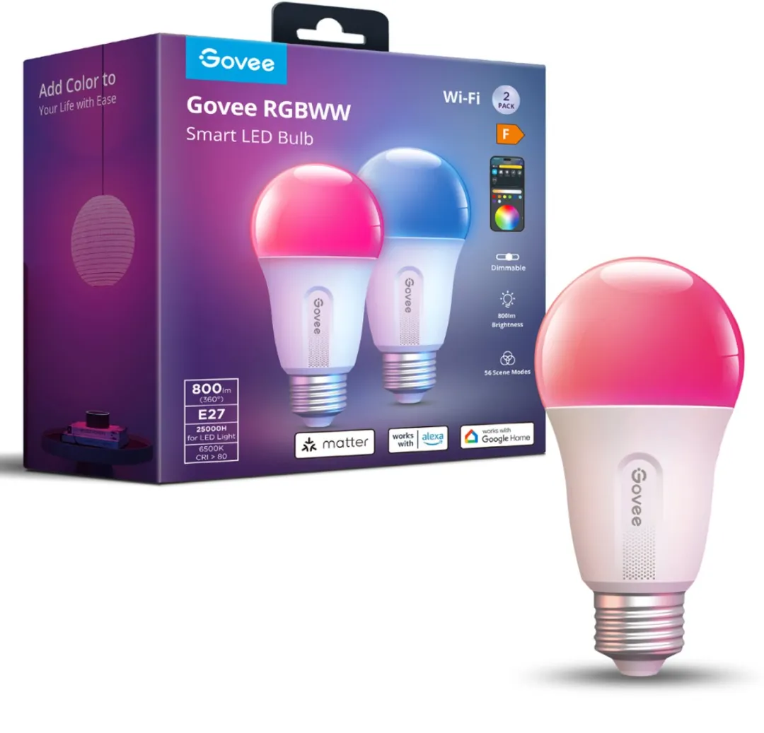 Govee RGBWW Smart LED E27 800lm - 2 Stuks