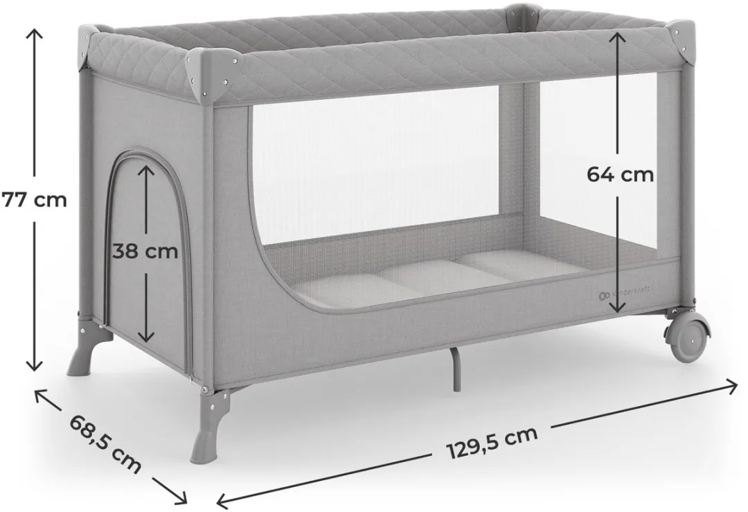 KinderKraft LEODY UP Reisbedje 2-in-1 - Grijs