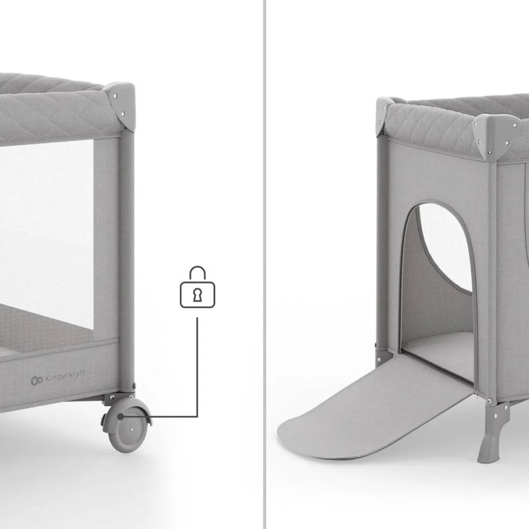KinderKraft LEODY UP Reisbedje 2-in-1 - Grijs