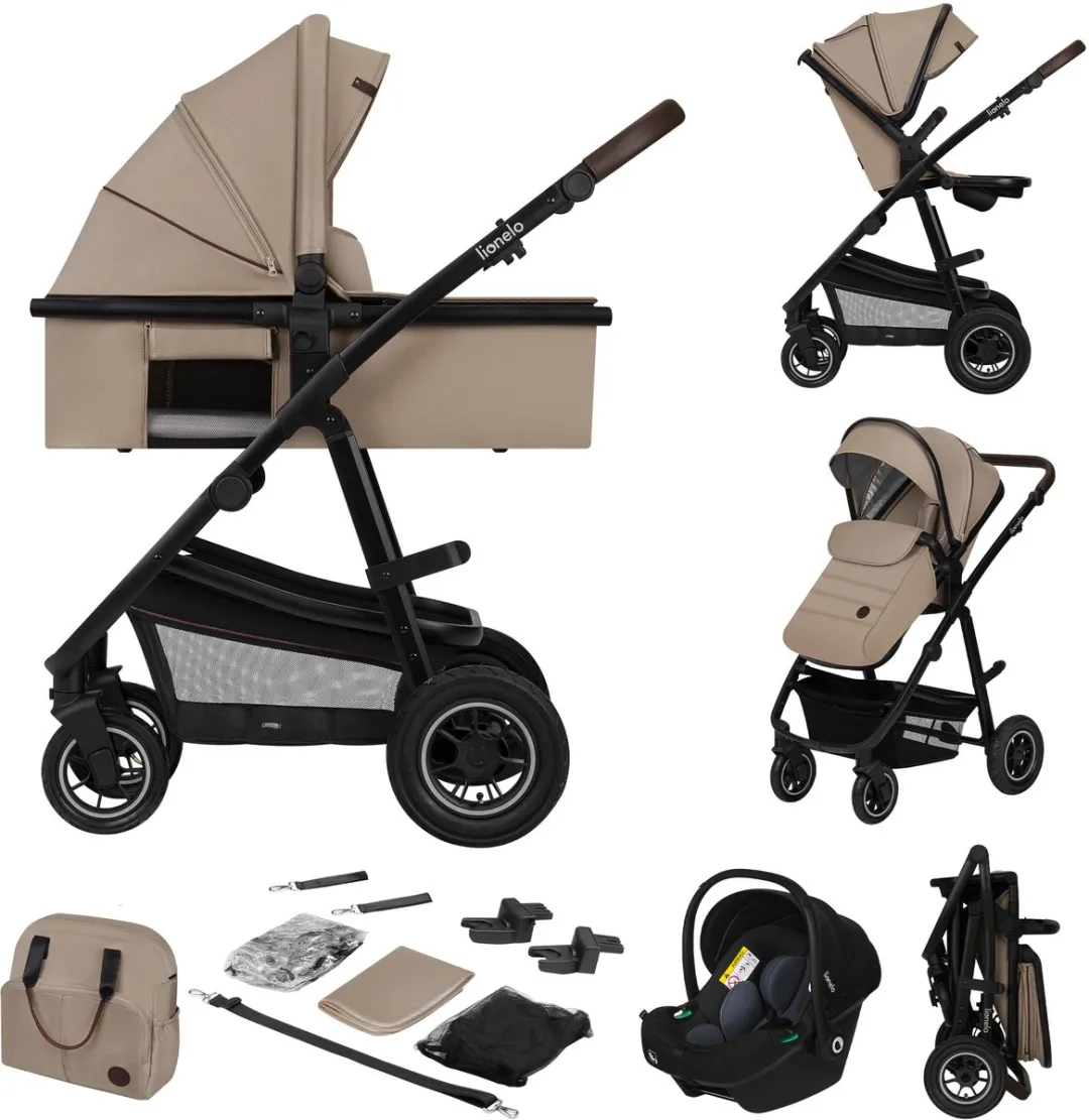 Lionelo Amber Kinderwagen 3in1 - Reiswieg/Buggy/Autostoel - All-terrain - Beige