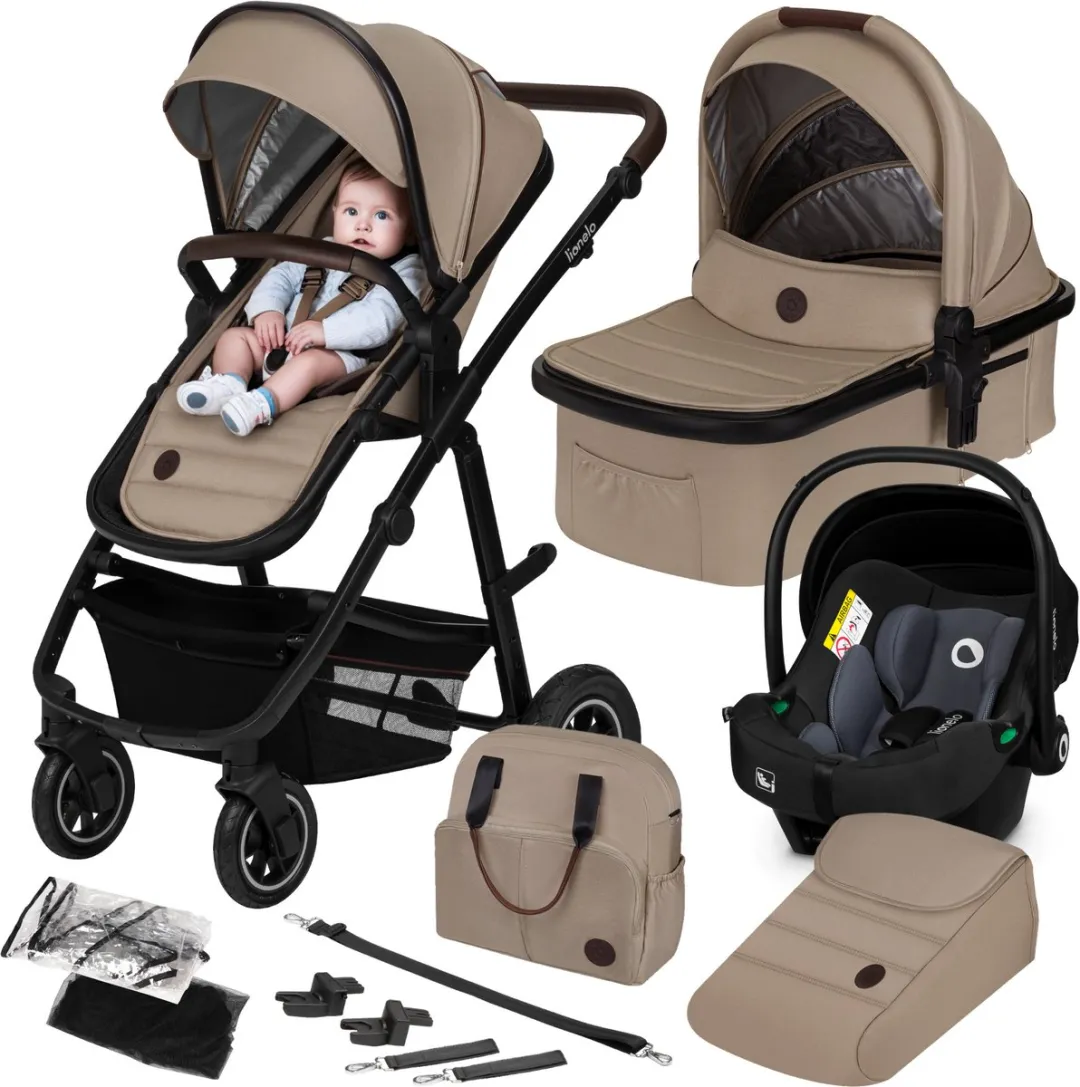 Lionelo Amber Kinderwagen 3in1 - Reiswieg/Buggy/Autostoel - All-terrain - Beige