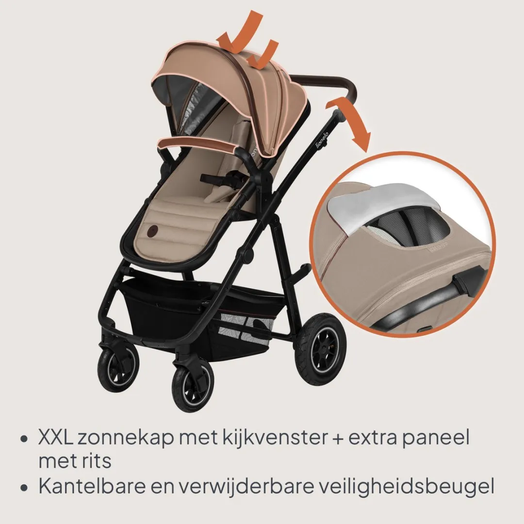 Lionelo Amber Kinderwagen 3in1 - Reiswieg/Buggy/Autostoel - All-terrain - Beige