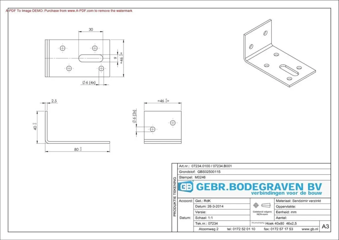 GB Hoekanker 40x80mm/46x2.5mm - 50 Stuks - Zand