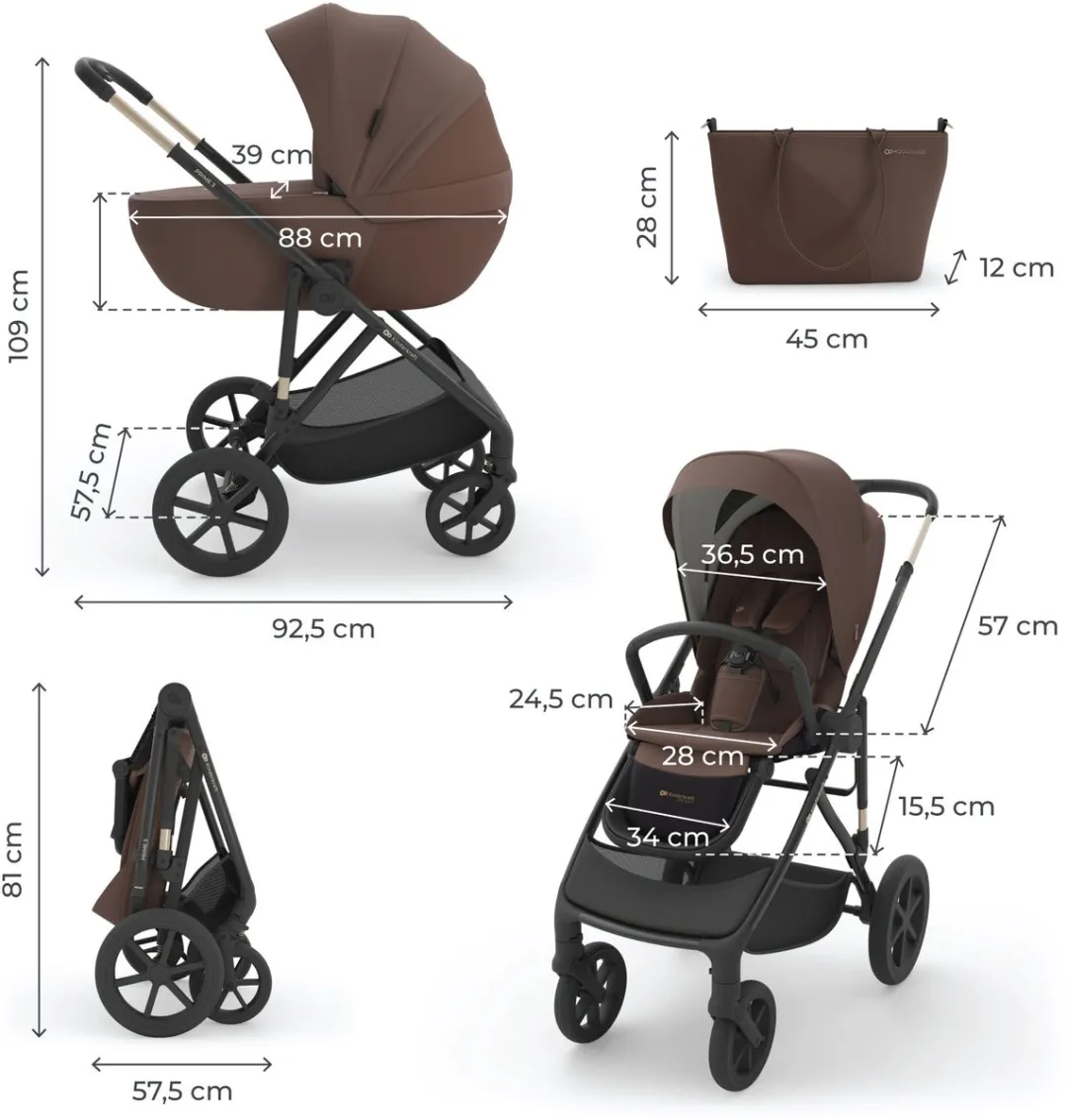 KinderKraft PRIME 3 Kinderwagen - All-terrain 22kg - Bruin