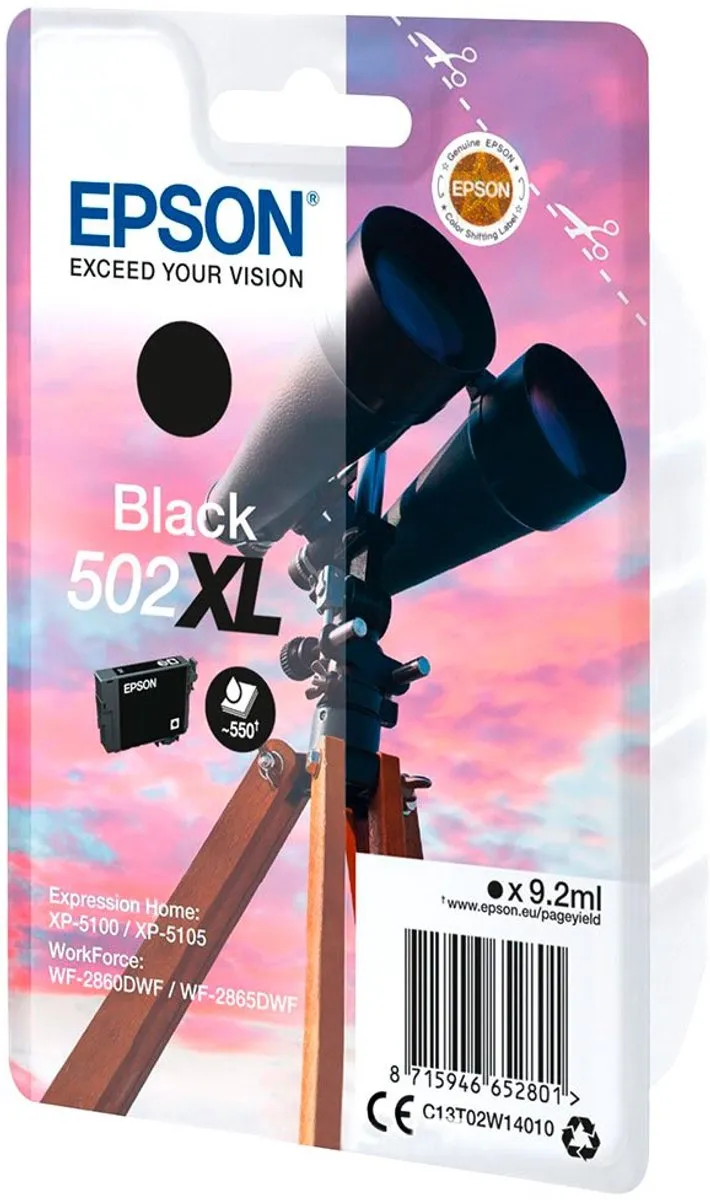 Epson 502XL Inktcartridge Zwart - 550 pagina's
