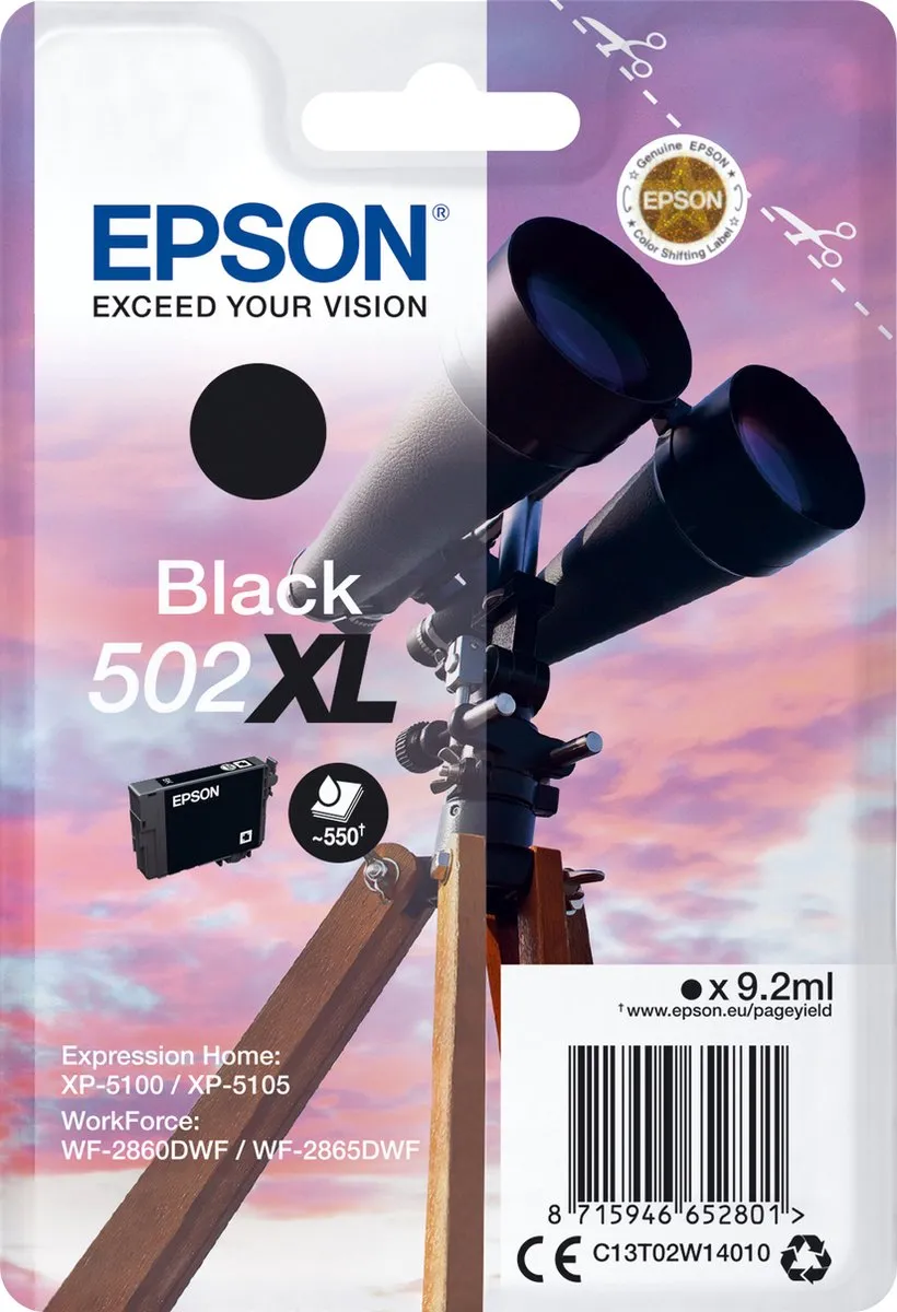 Epson 502XL Inktcartridge Zwart - 550 pagina's