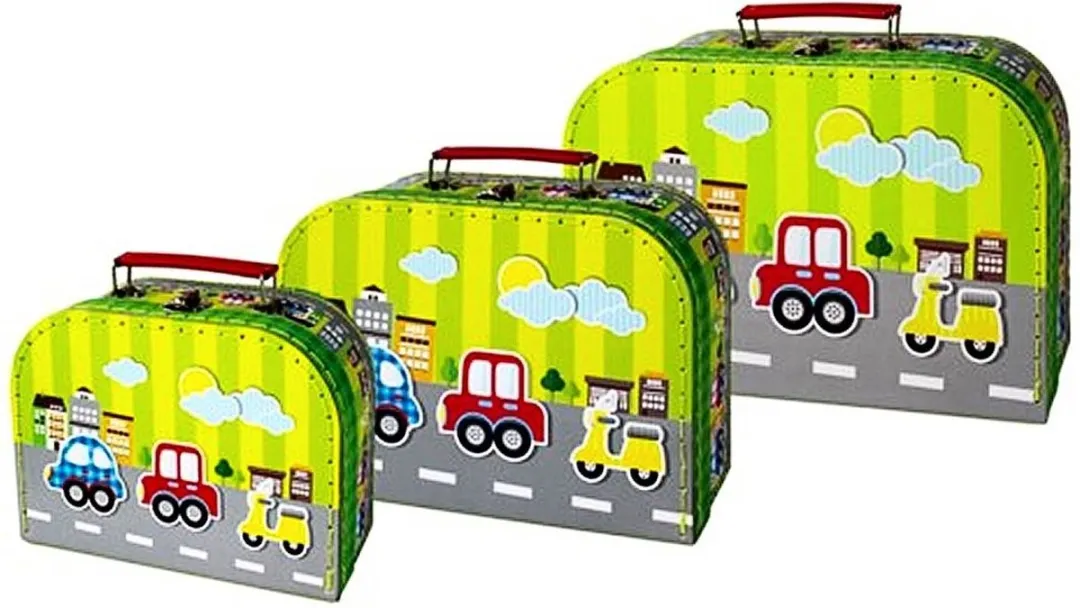 Simply for Kids 3-delige Kofferset Voertuigen