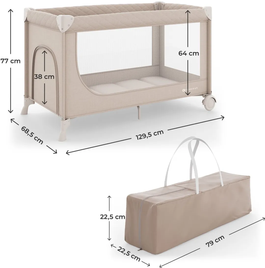 KinderKraft LEODY UP Reisbedje 2-in-1 - Beige