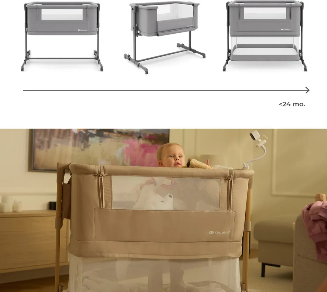KinderKraft NESTEE GROW 2 Babywieg 3-in-1 - Donkergrijs