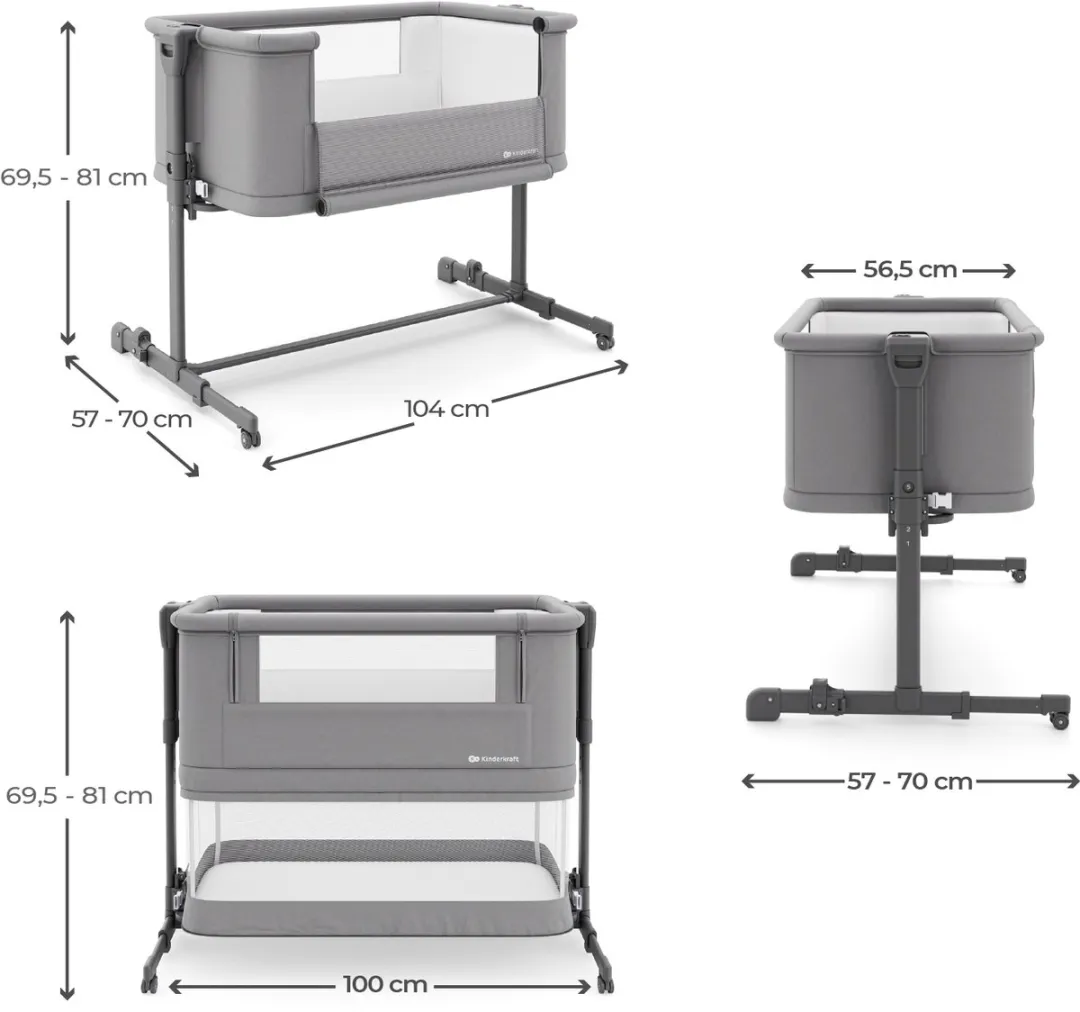 KinderKraft NESTEE GROW 2 Babywieg 3-in-1 - Donkergrijs
