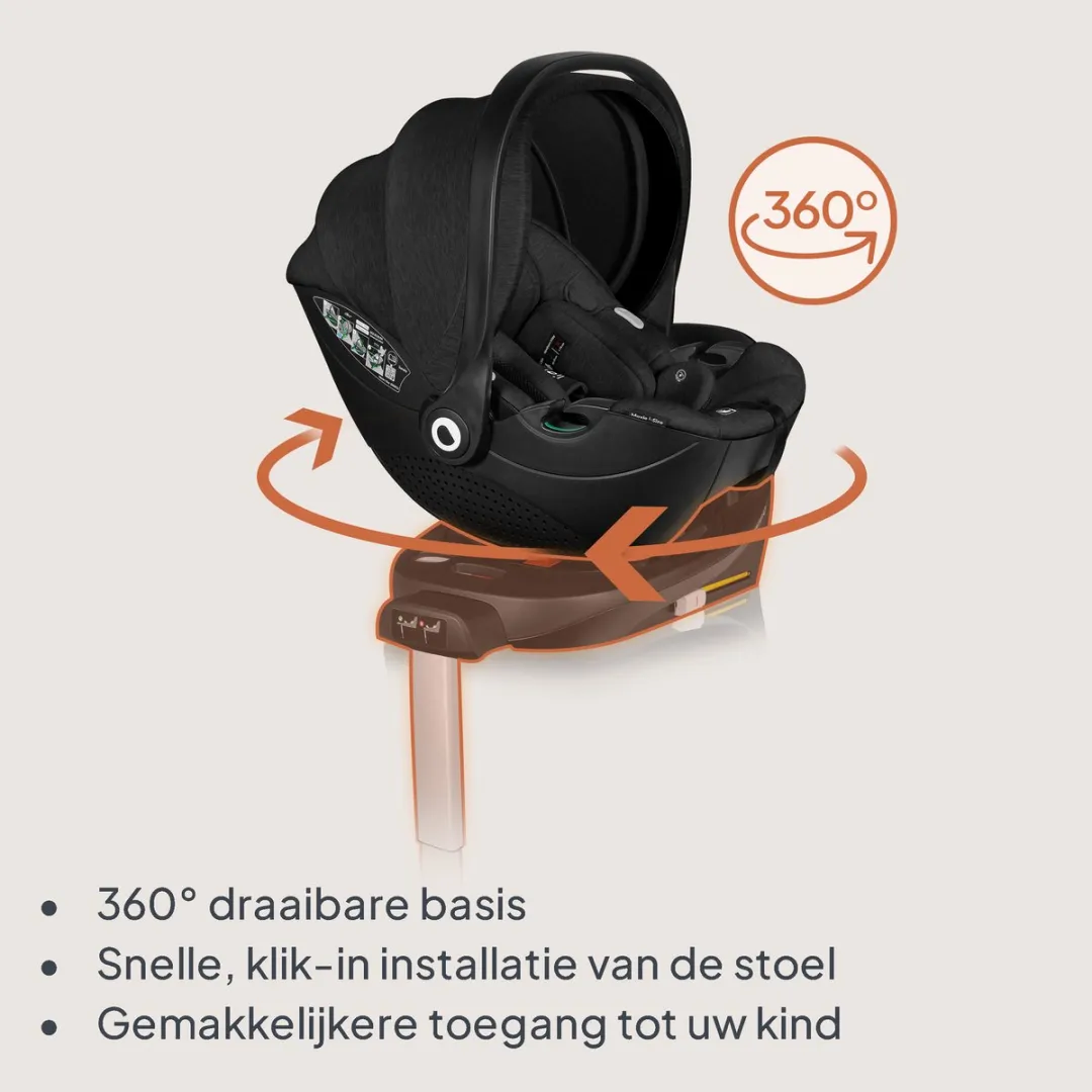Lionelo Moxie i-Size Base - ISOFIX Autostoel - 360° Draaibaar - Zwart