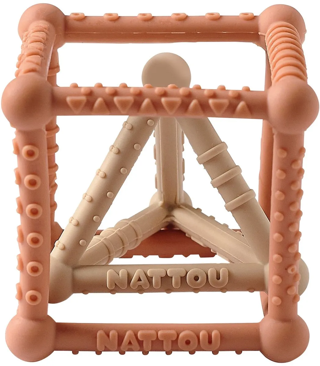 Nattou Kubus Silicone Speelgoed 10cm - Karamel