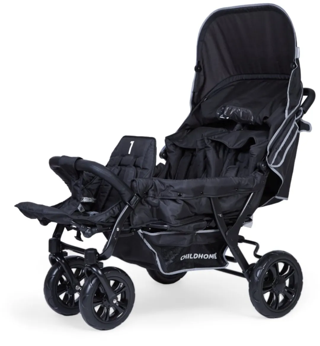 Childhome Triplet Kinderwagen 3-Zits - All-Terrain - Zwart