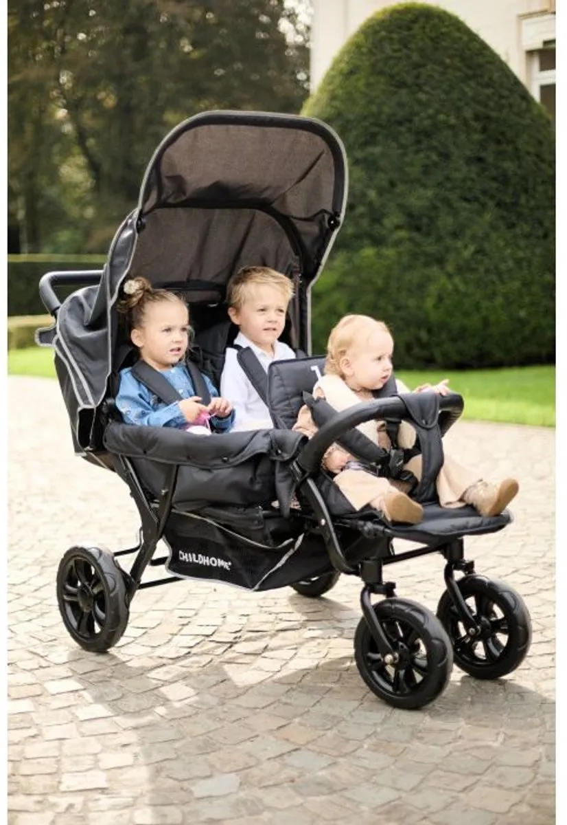 Childhome Triplet Kinderwagen 3-Zits - All-Terrain - Zwart