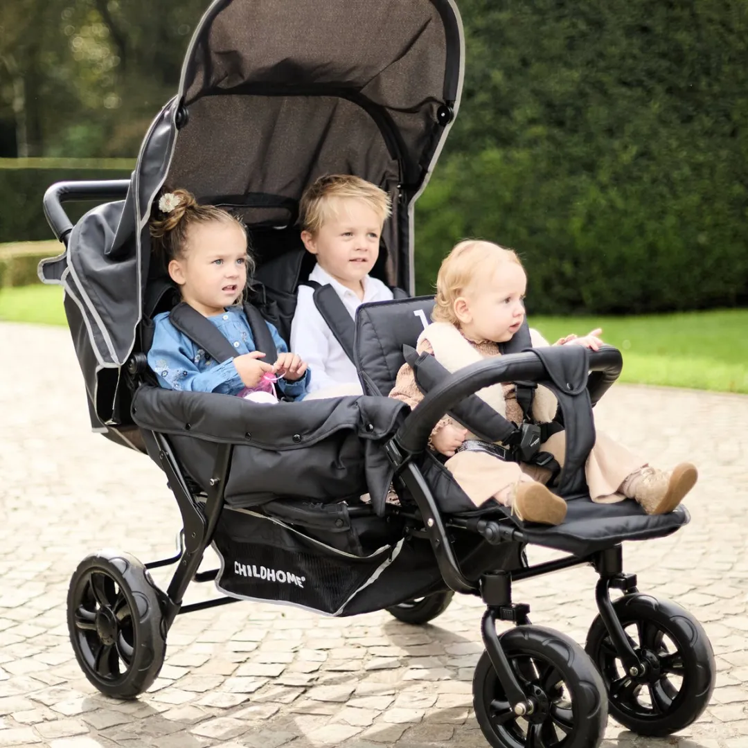Childhome Triplet Kinderwagen 3-Zits - All-Terrain - Zwart