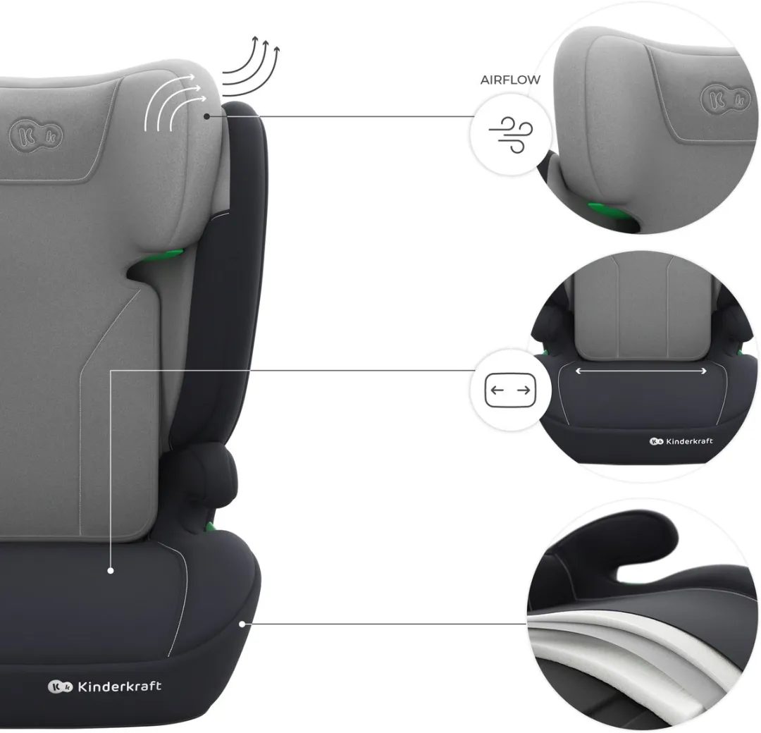 KinderKraft I-SPARK 2 PLUS Autostoel 100-150cm - Grijs