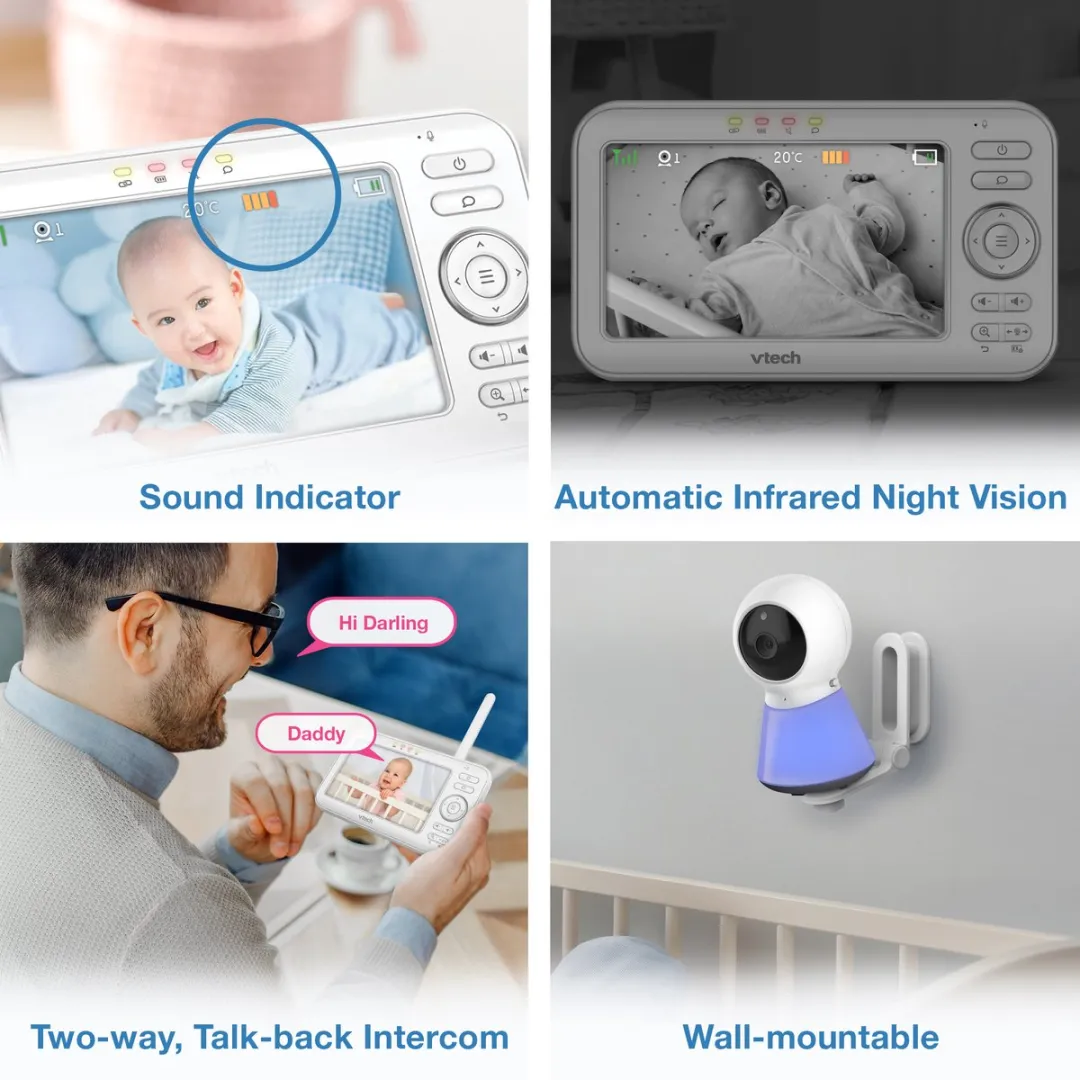 Vtech VM5254 Babyfoon met Camera - 5 inch LCD - Nachtzicht - Wit