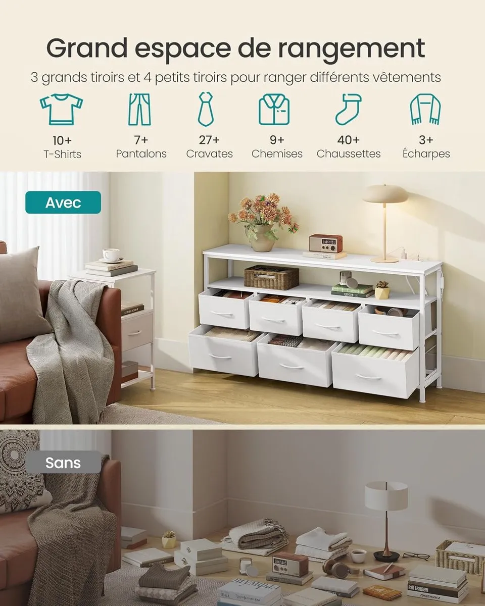 Songmics BellaH LGS733WH01 Commode - 7 Lades - Wit - afbeelding 4 van 6