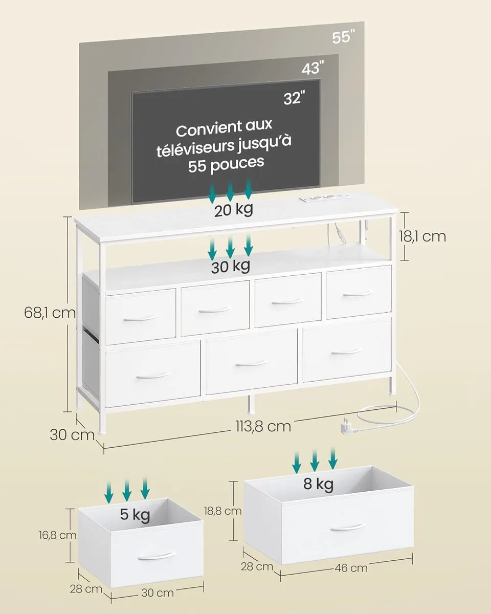 Songmics BellaH LGS733WH01 Commode - 7 Lades - Wit - afbeelding 2 van 6