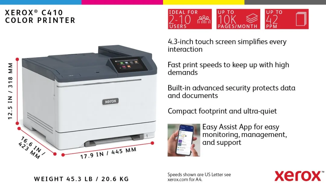 Xerox C410V_DN Kleur Laserprinter - 40 ppm - 251 Vel