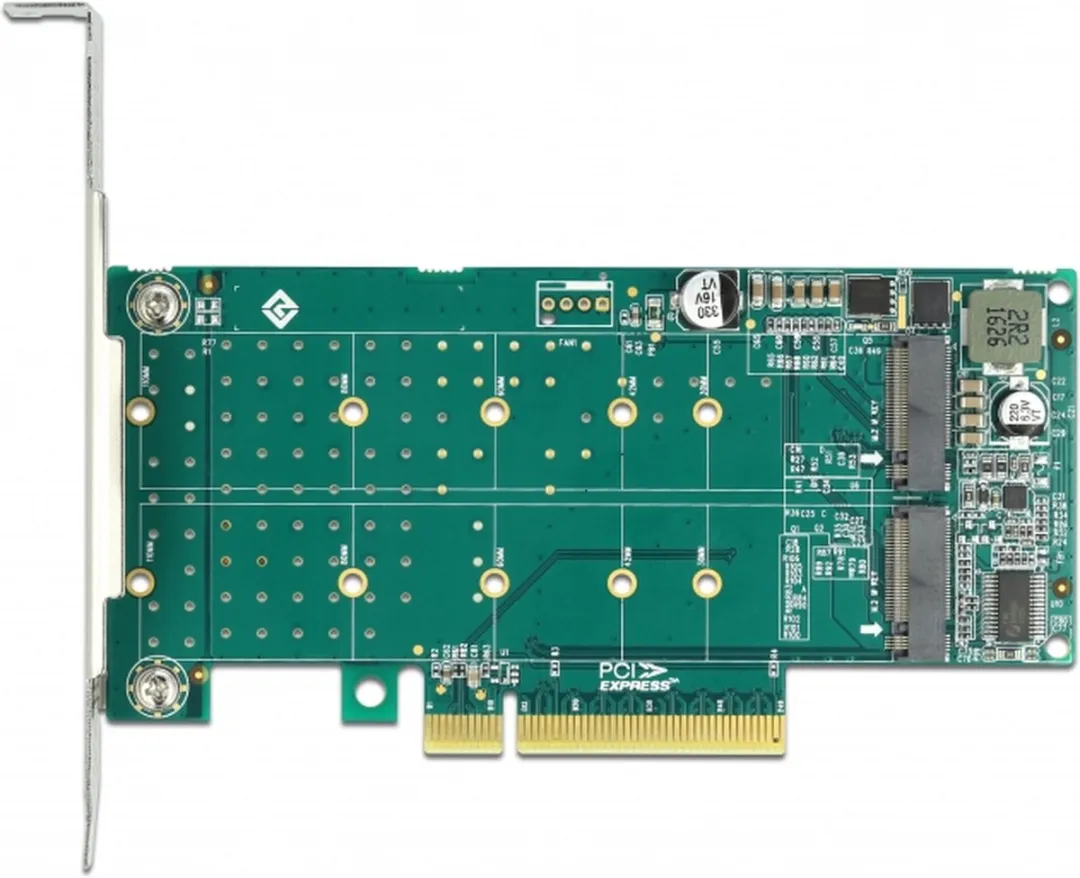 Delock PCIe X8 Kaart 2x M.2 NVMe - Bifurcation - Low Profile